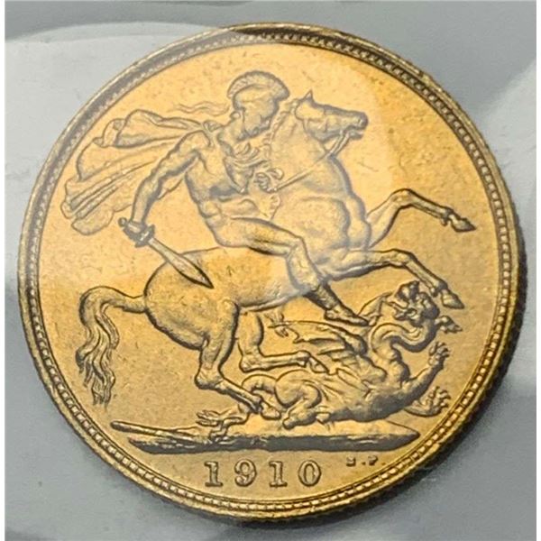 1910-S Gold Sovereign King Edward VII .1177 ozt AGW