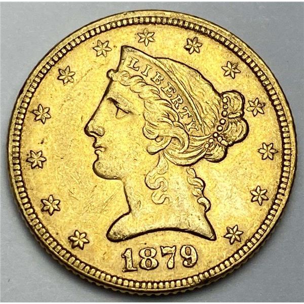 Last Minute! 1879 Gold $5 Liberty Head MS62
