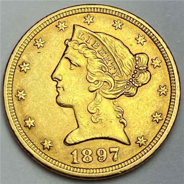 Last Minute! 1897 Gold $5 Liberty Head MS62