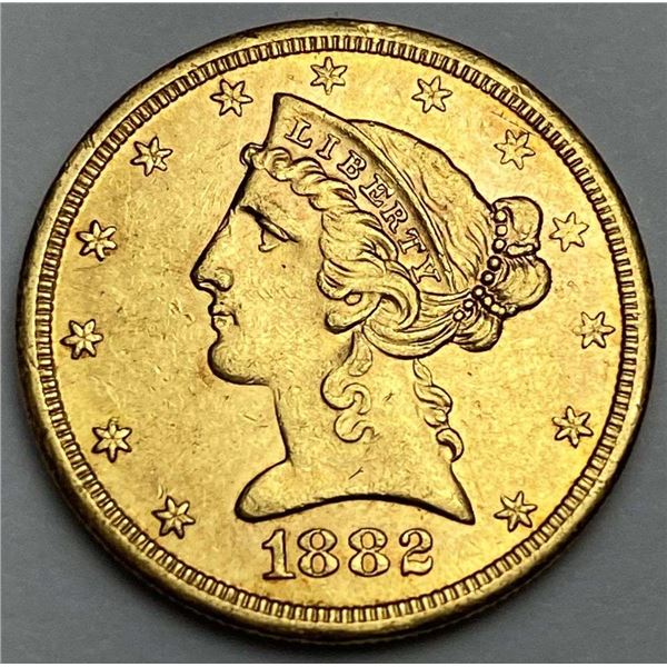 Last Minute! 1882-S Gold $5 Liberty Head MS62
