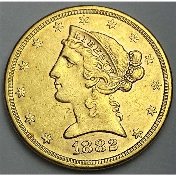 Last Minute! 1882-S Gold $5 Liberty Head MS62