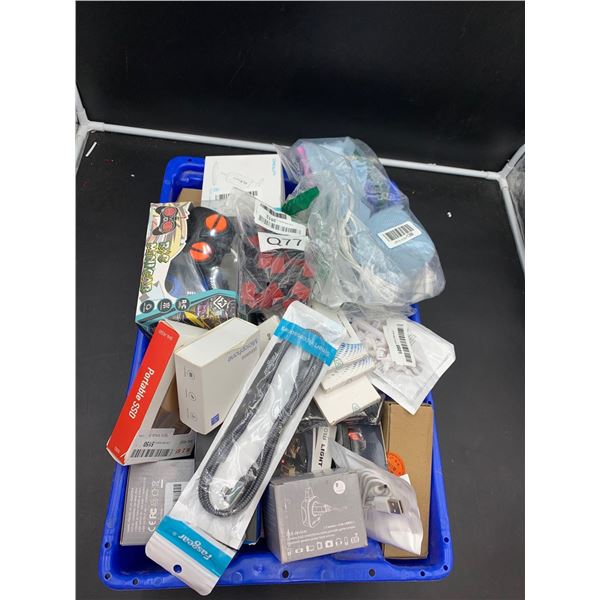 Blue tote with $250 retail value of NEW electronics & gadgets