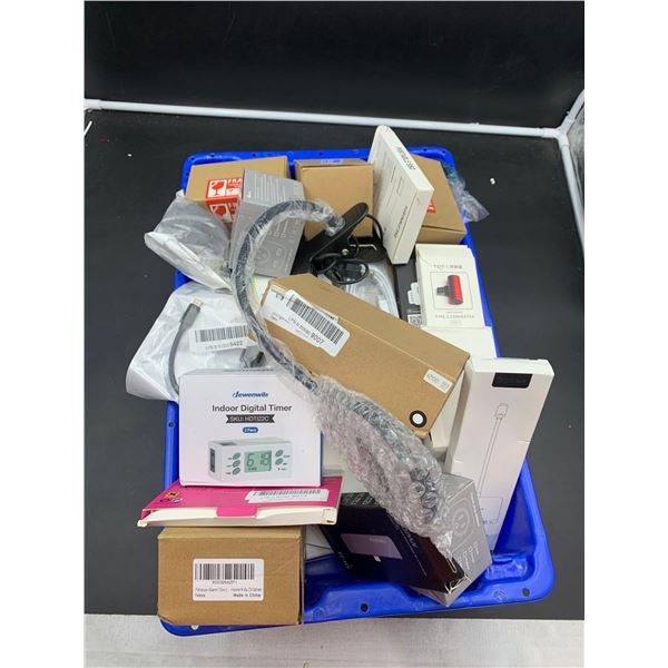 Blue tote with $250 retail value of NEW electronics & gadgets