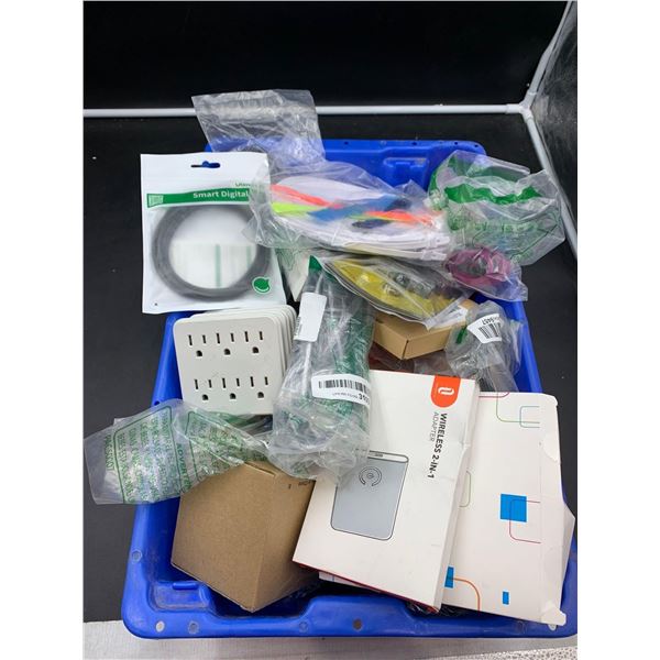 Blue tote with $250 retail value of NEW electronics & gadgets