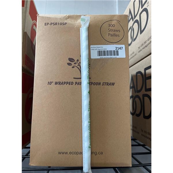 CASE LOT - 10" Wrapped Paper Spoon Straws 300 pcs