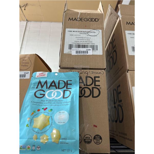 CASE LOT - Made Good Sea Salt Star Puffed Crackers 6 x 121g