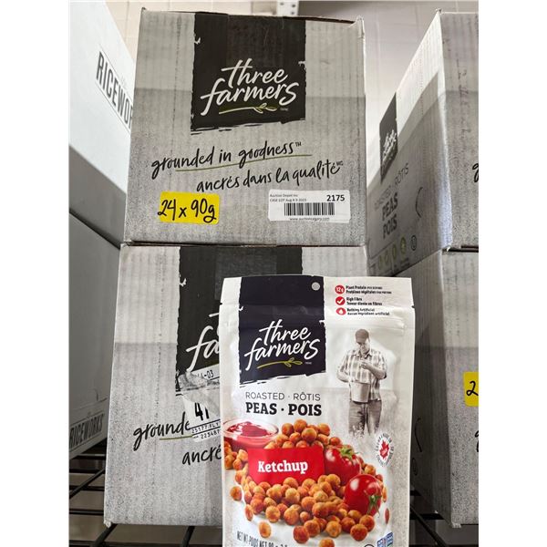 CASE LOT - Three Farmers Roasted Peas Snack Ketchup Flavor 24x90g