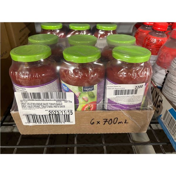 CASE LOT - Good Value Organic Tomato & Basil Pasta Sauce 6x700ml