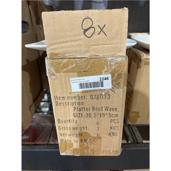 CASE LOT - Claro Platter Rectangle Wave White Lot o 8