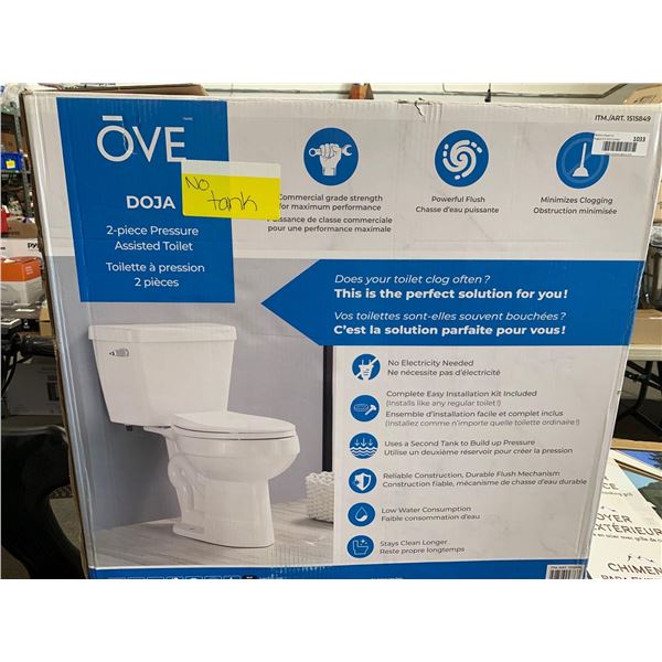 Ove Doja 2pc Pressure Assisted Toilet NO TANK BOWL ONLY