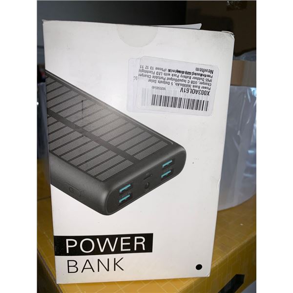 Power Bank 5 Outputs Solar Charger USB C Input/Output Portable Charger