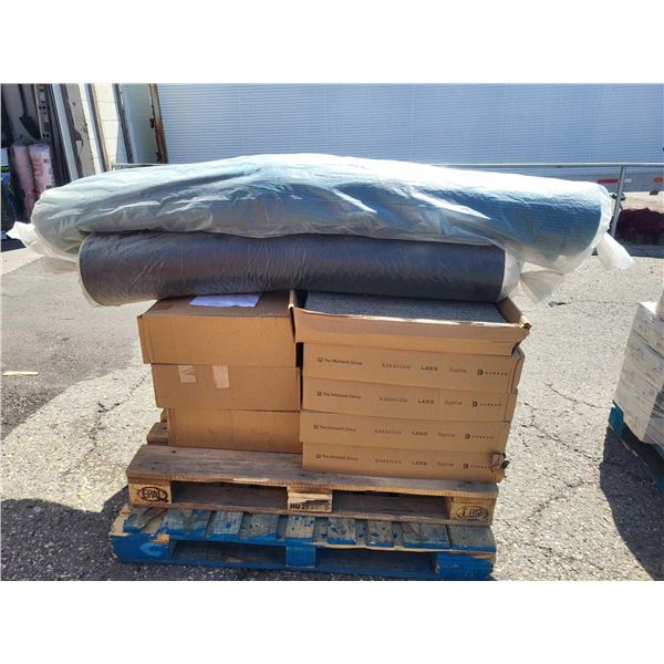 CONTRACTOR PALLET of assorted new flooring & underlayment, Carpet Tiles
