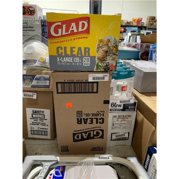 Glad Clear XL garbage Bags Case lot of 8