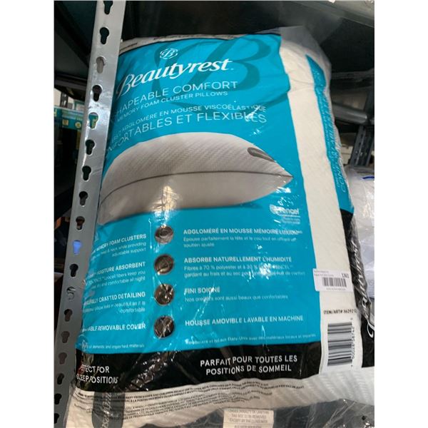 Beautyrest queen size memory foam cluster pillows