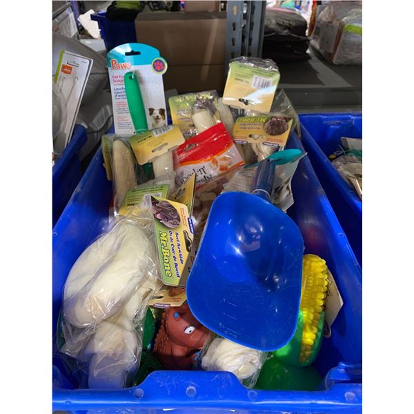 Blue Stacker Tote of assorted Dog Accessories