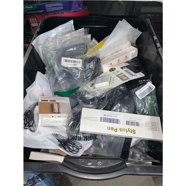 Large Black Tote of Assorted Electronics