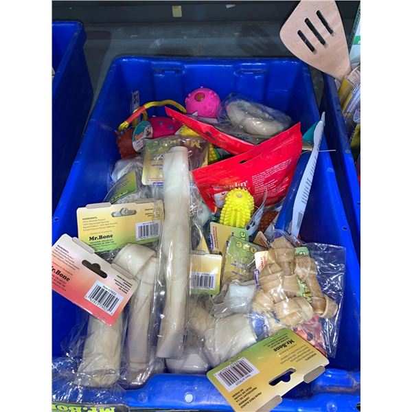 Blue Stacker Tote of assorted Dog Accessories