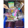 Image 1 : Blue Stacker Tote of assorted Kitchen Supplies