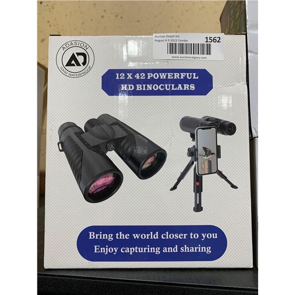 Adasion 12x42 Waterproof Binoculars with Phone Stand