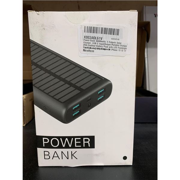 Power Bank 5 Outputs Solar Charger USB C Input/Output Portable Charger