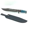 Image 1 : Fixed 9 1/2" Blade Bowie Knife with Blue Bone Handle and Leather Sheath