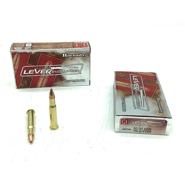 Hornady LeverEvolution 30-30 Win 160 Gr FTX Amunition, 40 Rounds