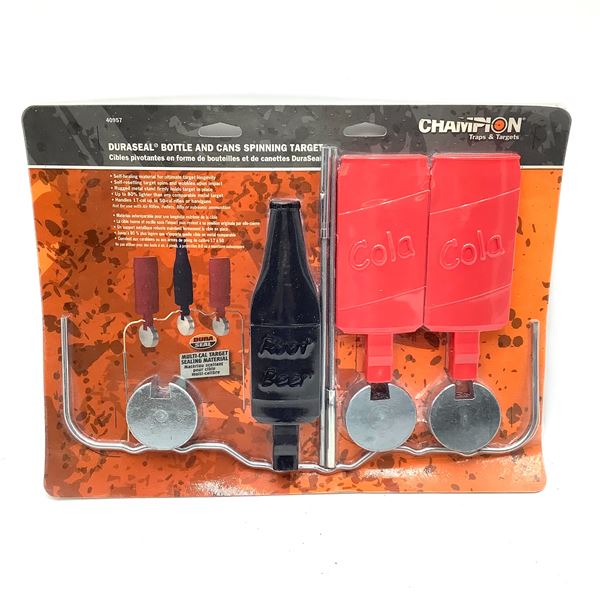 Champion Duraseal Bottle and Cans Spinning Target for 17 Cal to 50 Cal, New