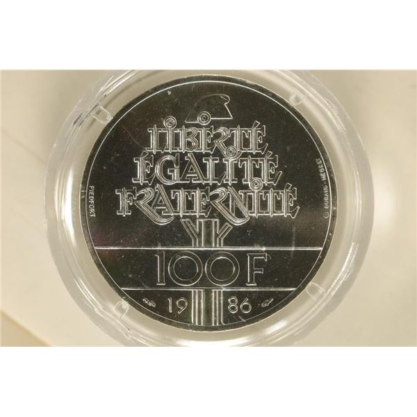 1986 FRANCE SILVER PIEDFORT 100 FRANC PROOF