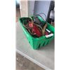 Image 1 : TOTE OF 2 CHARGE FIRE EXTINGUISHERS, JUMPER CABLES AND CAR WARMER