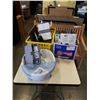 Image 1 : BOX AND BASKET OF ESTATE GOODS WITH FOOTSPA AND MORE