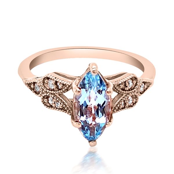 1.45ct Natural AQUAMARINE 14K Rose Gold 3.5gm Ring