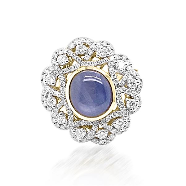 3.35ct Natural Ceylon Star Sapphire 18K Yellow Gold Ring