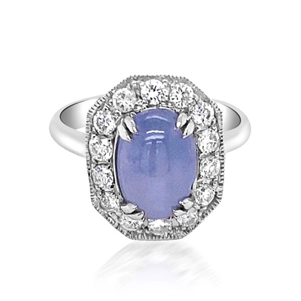 5ct Natural Ceylon Star Sapphire 14K White Gold Ring