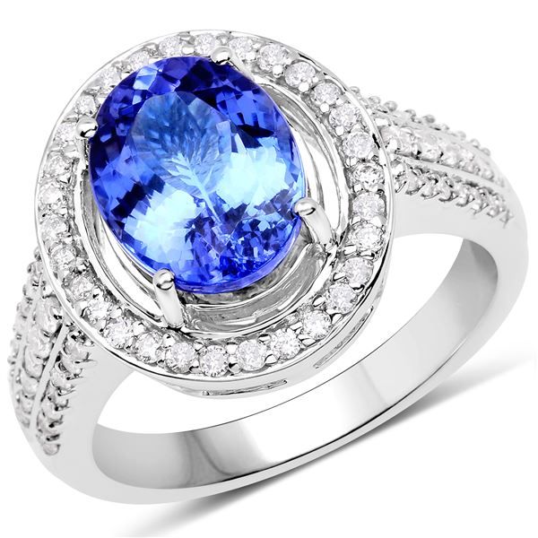 3.44ct Tanzanite 14K White Gold Ring