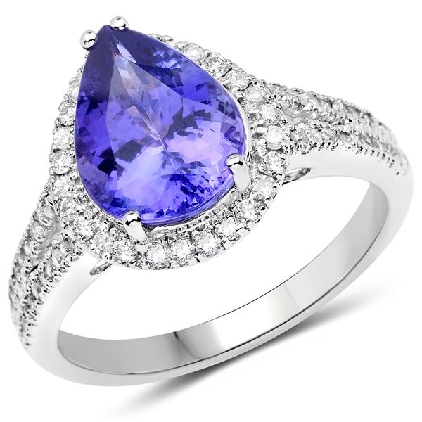 3.25ct Tanzanite 14K White Gold Ring