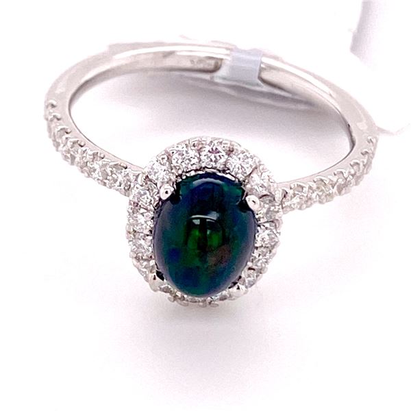 0.81ct Natural OPAL 14K White Gold 2.7gm Ring