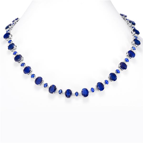 62.65ct Blue Sapphire & diamond Necklace