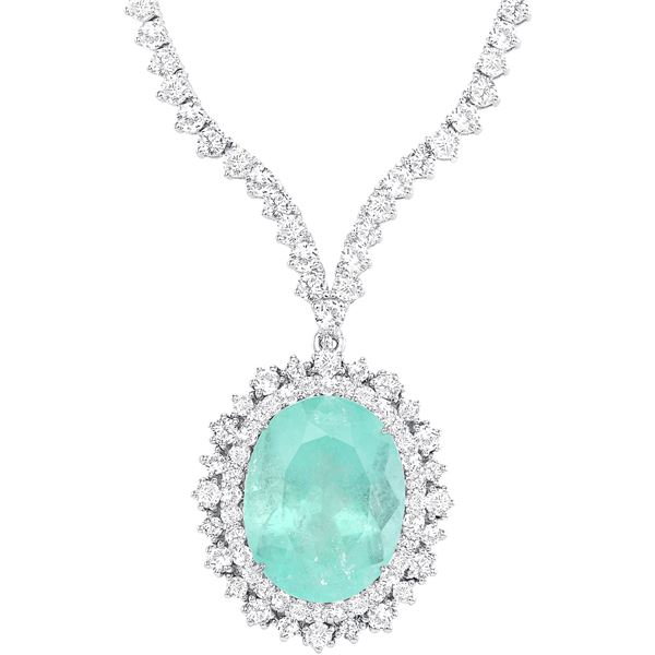 13.32ct Emerald & Diamond Necklace/Pendant