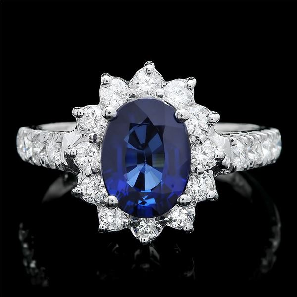 14K Gold 2.00ct sapphire 0.80ct Diamond Ring