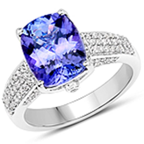 3.92ct Tanzanite 14K White Gold Ring