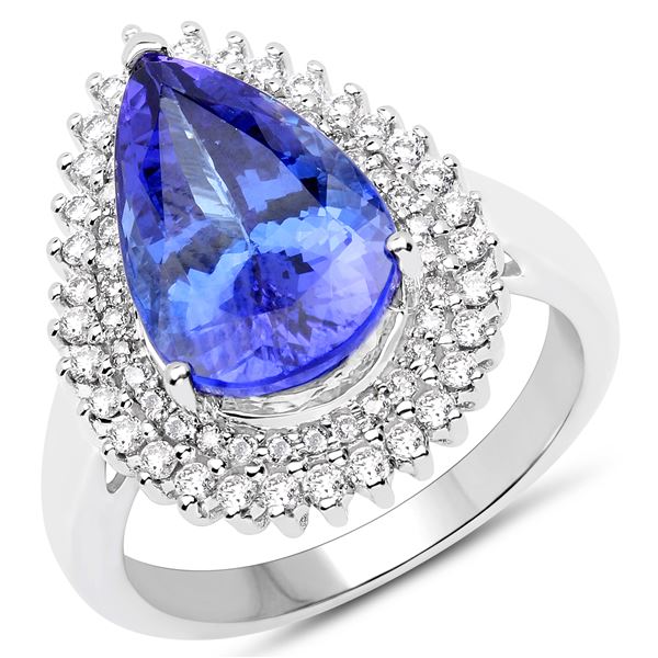 5.47ct Tanzanite 14K White Gold Ring