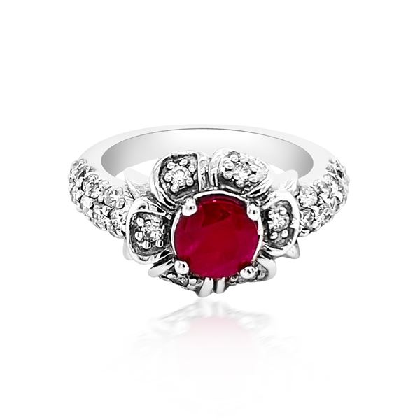 1.01ct NATURAL Ruby 14K White Gold Ring