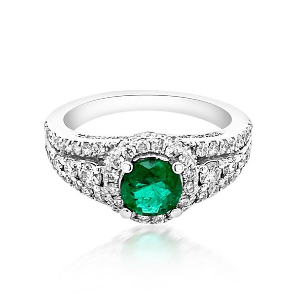 0.61ct Natural Emerald 14K White Gold 5.2gm Ring