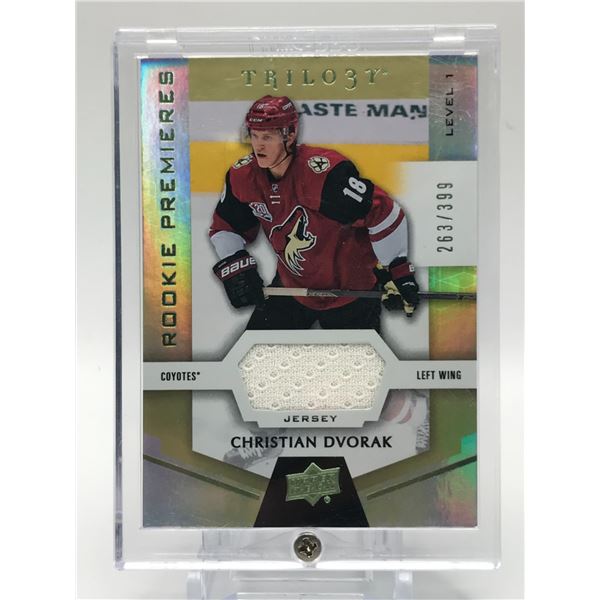 2016-17 UPPER DECK TRILOGY NO.61 CHRISTIAN DVORAK ROOKIE PREMIERS PATCH 263/399