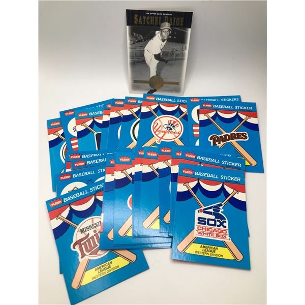 LOT OF FLEER MLB STICKERS AND VINTAGE MLB CARD