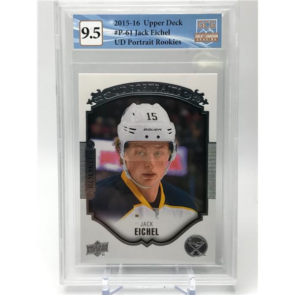 2015-16 UPPER DECK NO.P-61 JACK EICHEL UD PORTRAITS GCG GRADED 9.5