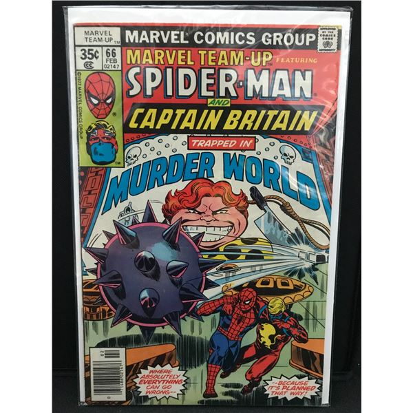 MARVEL COMICS NO.66 MARVEL TEAM-UP SPIDERMAN AND CAPTAIN BRITAIN TRAPPED IN MURDER WORLD