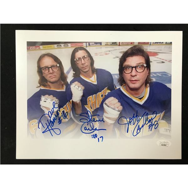 THE HANSON BROTHERS SIGNED 8X10 FROM MOVIE  SLAP SHOT JSA COA