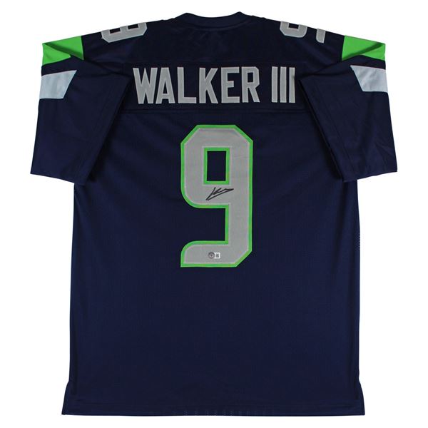 Kenneth Walker III Authentic Signed Navy Blue Pro Style Jersey BECKETT