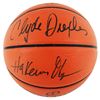 Image 1 : CLYDE DREXLER AND HAKEEM OLAJUWAN DEAL SIGNED SPALDING BASKETBALL (BECKETT COA)